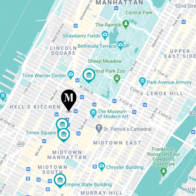 New York Hotel Map M Social Hotel Times Square | Hotel Rooms In Times Square